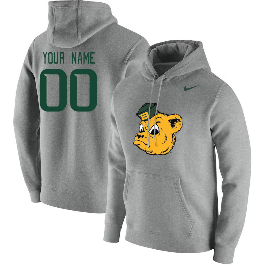 Custom Baylor Bears Name And Number College Hoodie-Gray - Click Image to Close